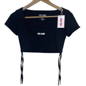 FULL SEND | NWT Women's Black Athletic Cropped Square Neck Workout Top | Size S